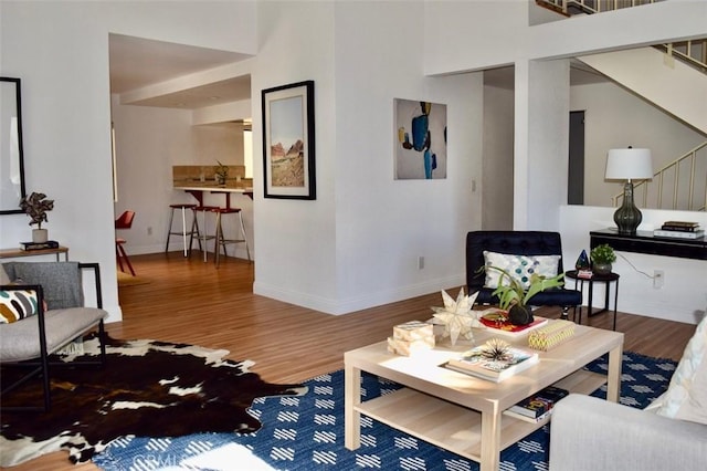 living room with hardwood / wood-style floors