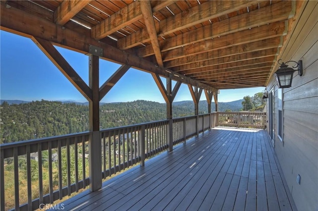 deck featuring a mountain view