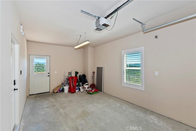 garage with a garage door opener