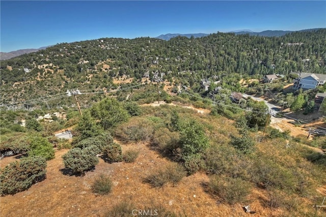 drone / aerial view featuring a mountain view