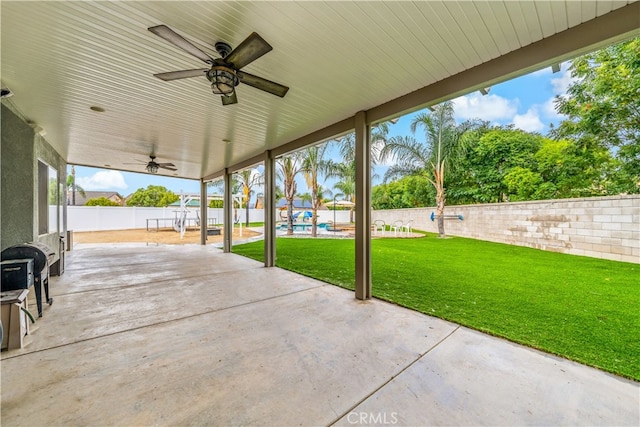 view of patio / terrace with ceiling fan