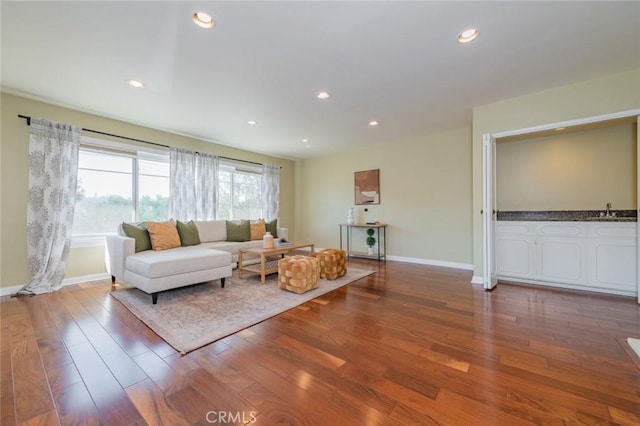 living room with wood-type flooring