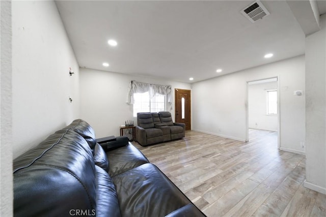 living room featuring light hardwood / wood-style floors