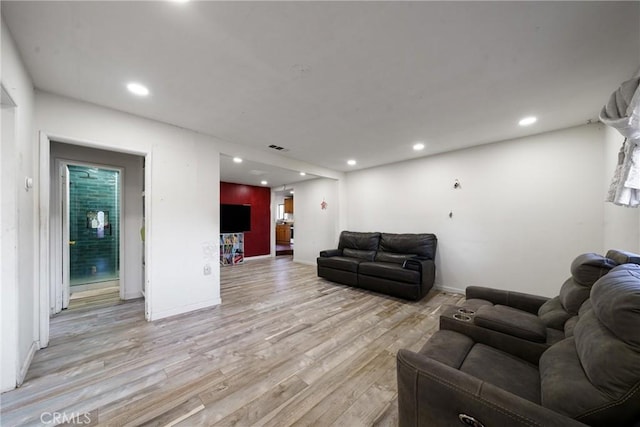 living room featuring light hardwood / wood-style floors