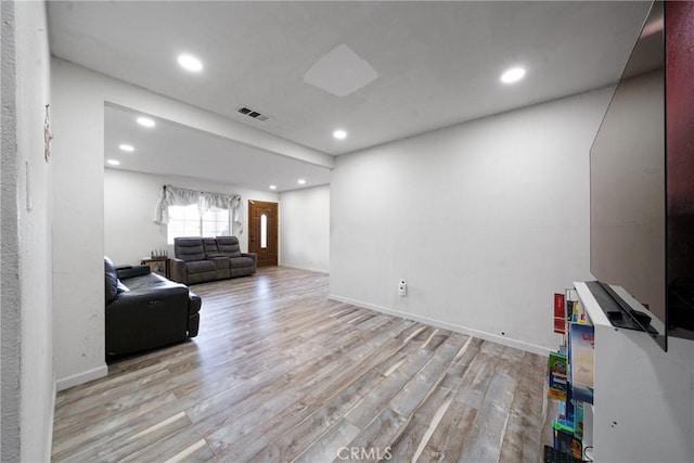 living room featuring light hardwood / wood-style flooring