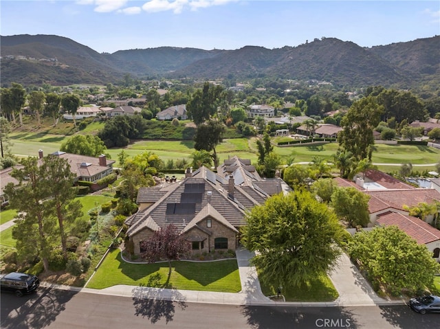 aerial view with a mountain view