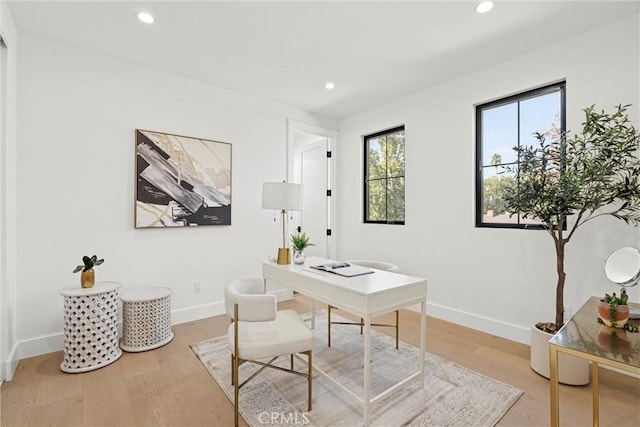 office space featuring hardwood / wood-style flooring