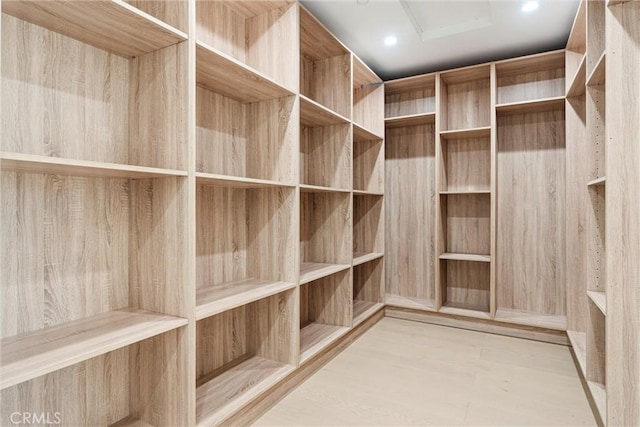 walk in closet featuring hardwood / wood-style flooring