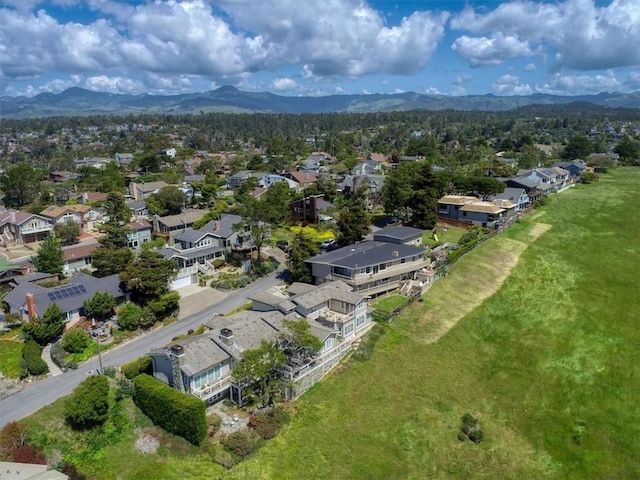 bird's eye view featuring a mountain view and a residential view