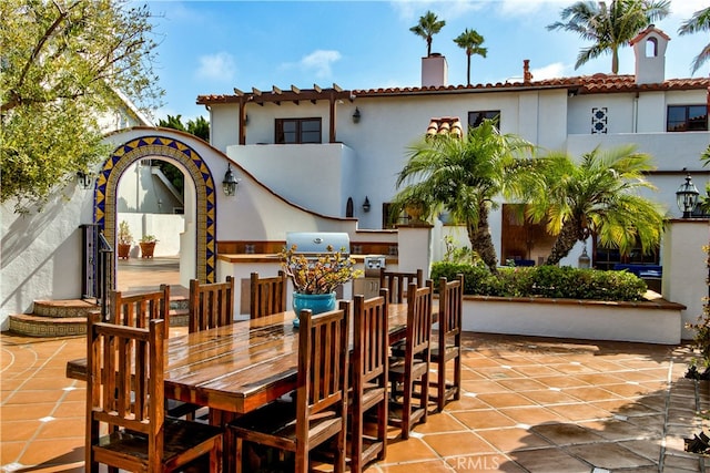 view of tiled dining area