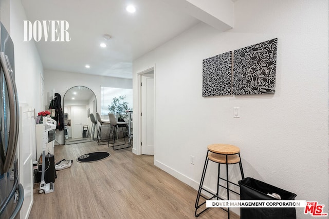 interior space with light hardwood / wood-style flooring