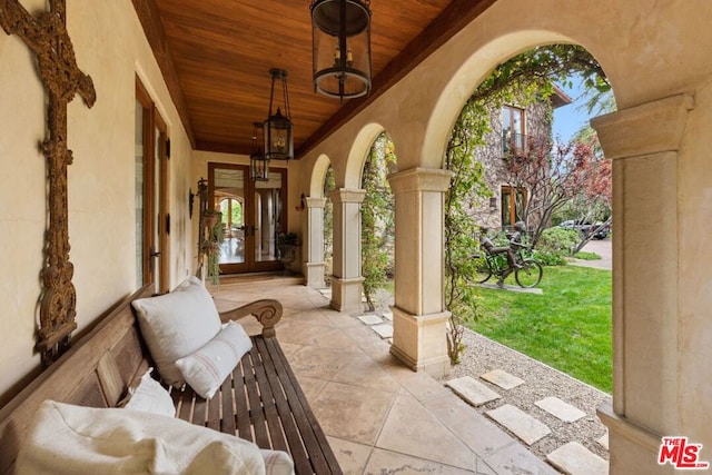 view of patio featuring french doors