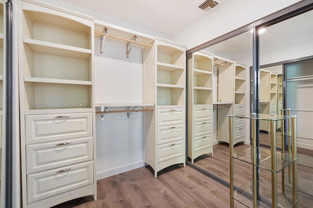 spacious closet with hardwood / wood-style floors