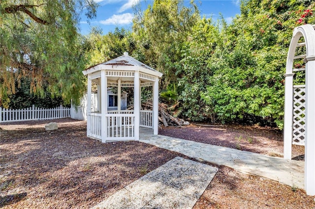 exterior space featuring a gazebo