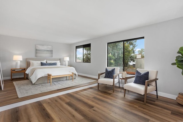 bedroom with wood-type flooring