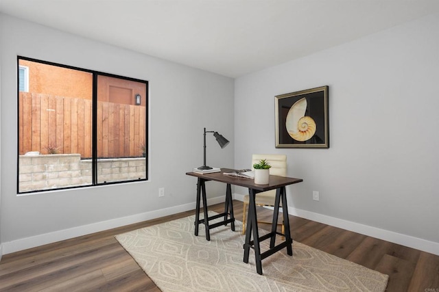 office space featuring hardwood / wood-style floors