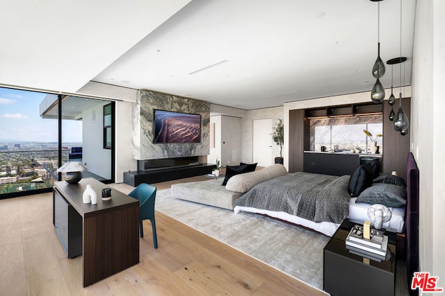 bedroom with light hardwood / wood-style floors