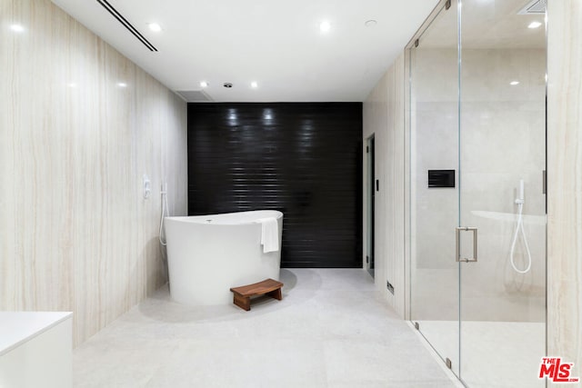 bathroom with plus walk in shower