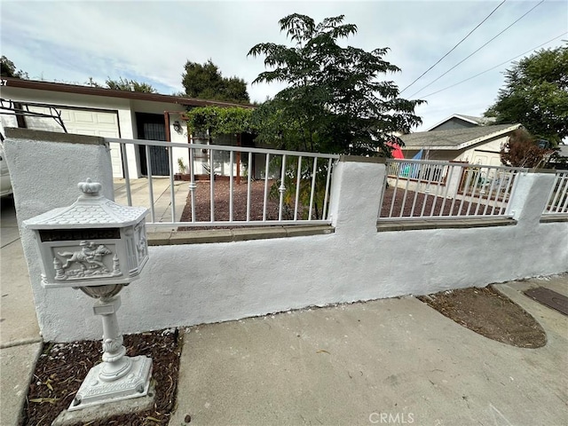 exterior space featuring a garage