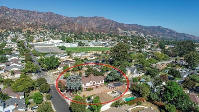 aerial view featuring a mountain view