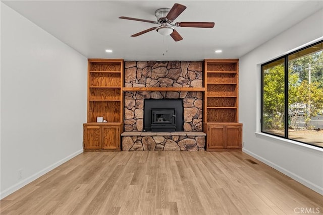 6131 Dana Cir, Magalia, CA 95954 - unfurnished living room with wood finished floors, recessed lighting, and ceiling fan