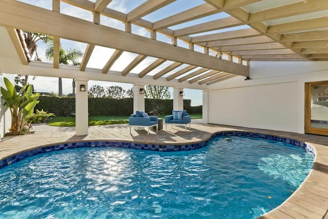 view of swimming pool with a pergola and a patio area