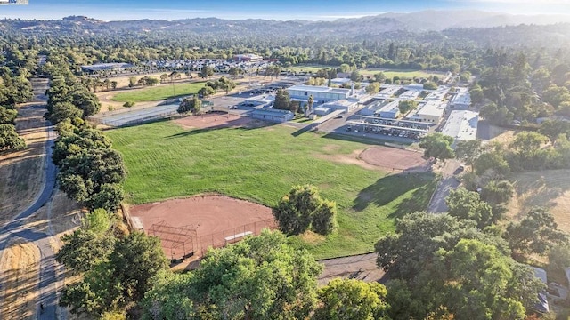 birds eye view of property featuring a mountain view