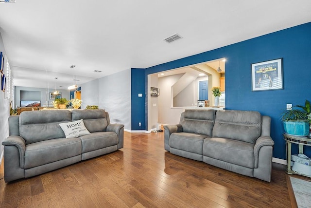 living room with hardwood / wood-style floors