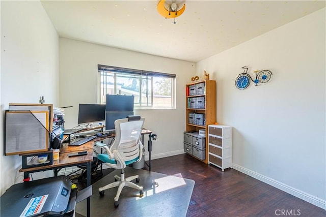 office space with dark hardwood / wood-style floors