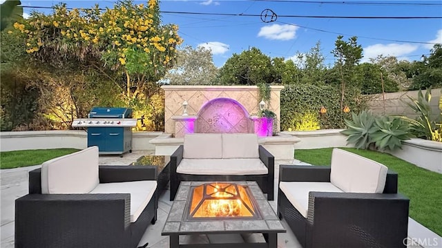 view of patio / terrace featuring area for grilling and an outdoor living space