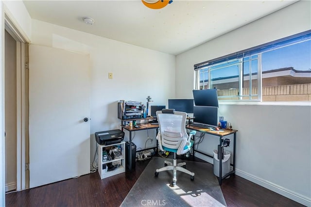 office area featuring dark hardwood / wood-style flooring