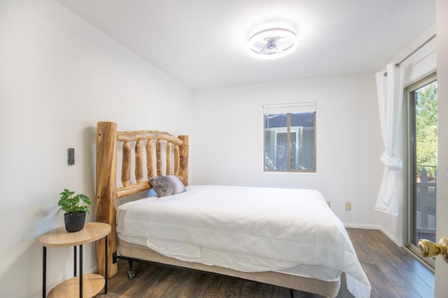 bedroom featuring dark hardwood / wood-style floors