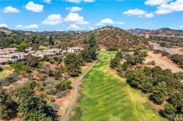 drone / aerial view featuring a mountain view