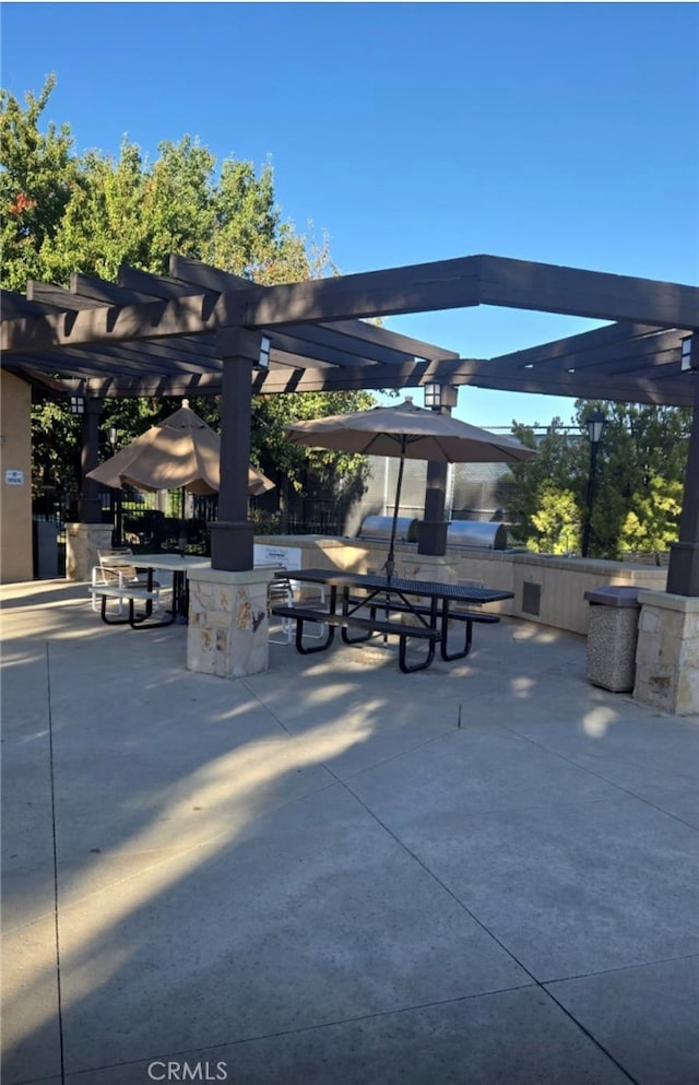 view of patio / terrace featuring a pergola