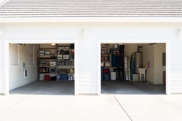 garage with water heater