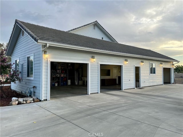 view of home's exterior featuring a garage