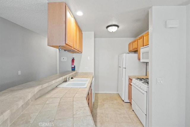 kitchen with sink and white appliances