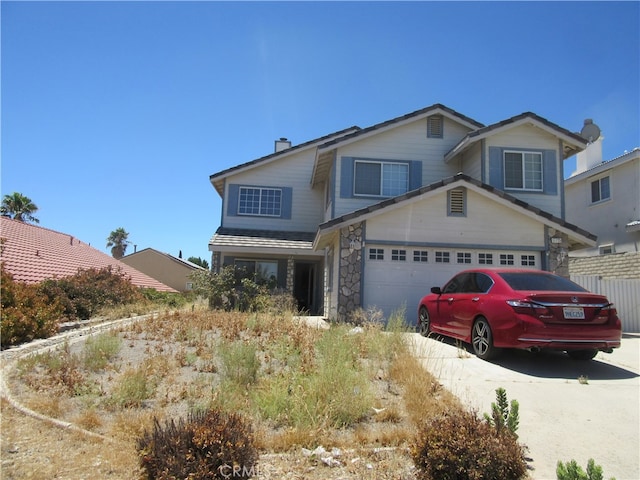 front of property with a garage