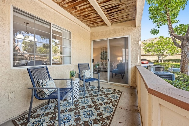 balcony featuring central AC