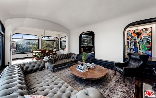 living room with hardwood / wood-style floors