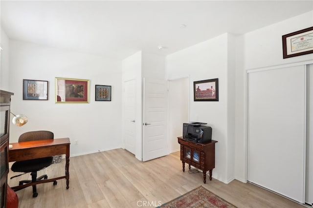 home office featuring light wood-type flooring