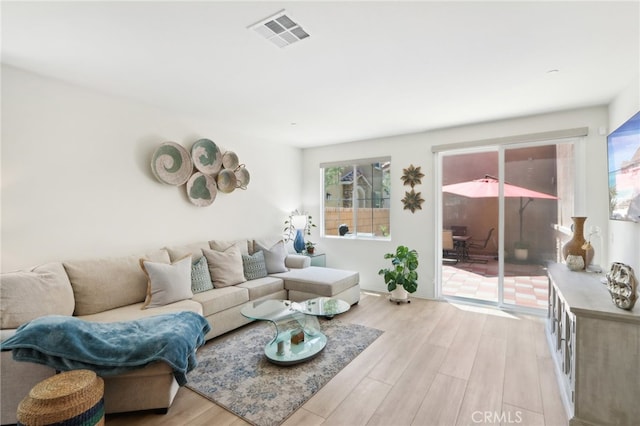 living room featuring light hardwood / wood-style flooring