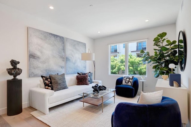 living room featuring light wood-type flooring