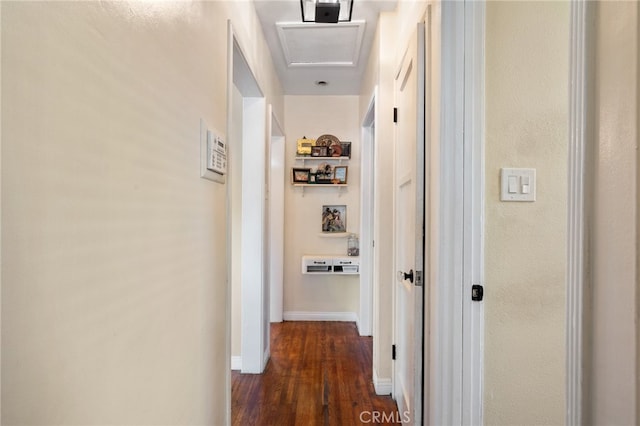 hall featuring dark wood-type flooring