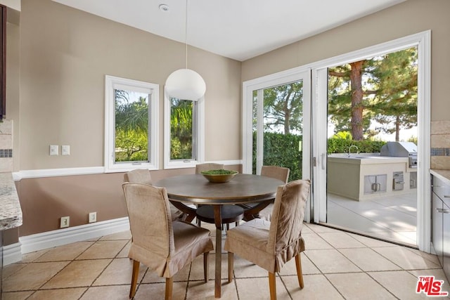 view of tiled dining area