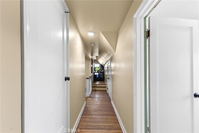 41695 Mayberry Ave, Hemet, CA 92544 - hallway with dark wood finished floors and baseboards