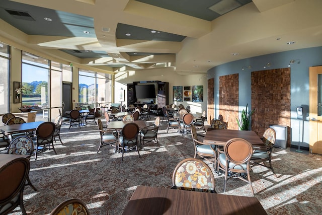 dining space with carpet floors