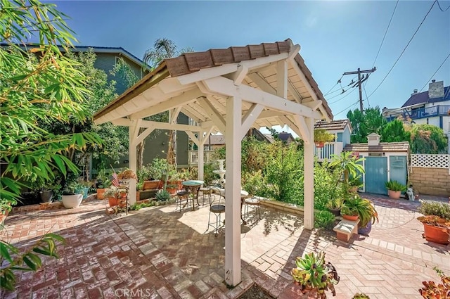 view of patio with a gazebo