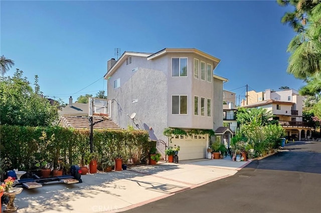 exterior space featuring a garage