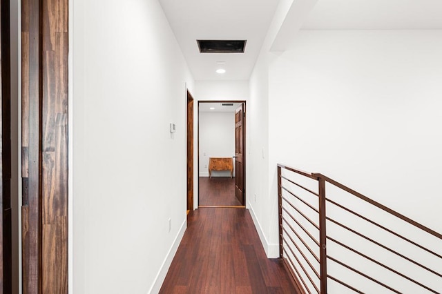 hallway featuring dark wood-type flooring